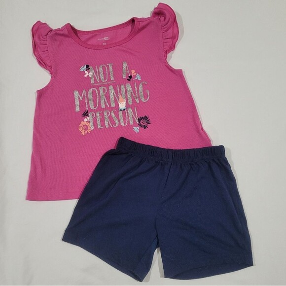 Carters Size 3t Pink Graphic Tee and Navy Shorts Set - Picture 1 of 3